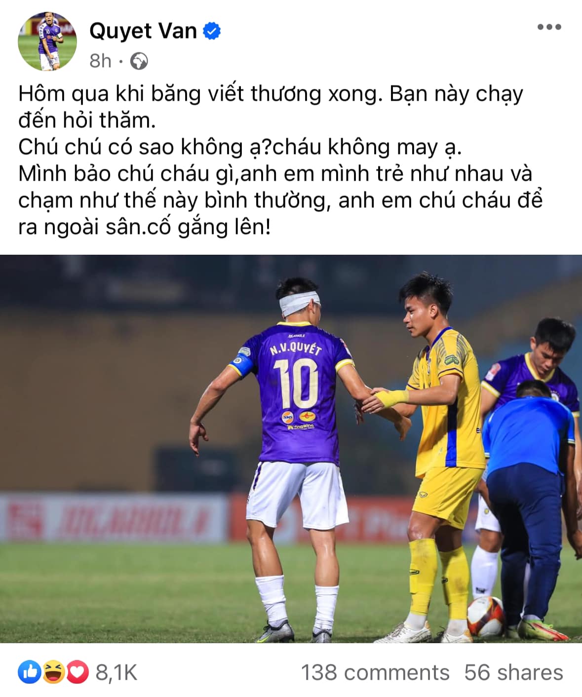 Quang Vinh đã gọi Văn Quyết là 'chú'