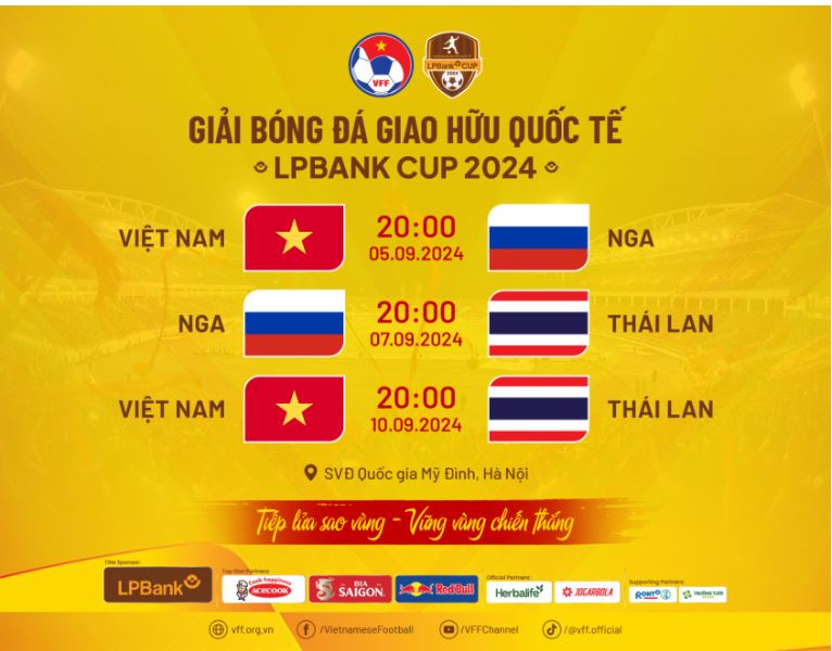 Lịch thi đấu giải giao hữu quốc tế tháng 9